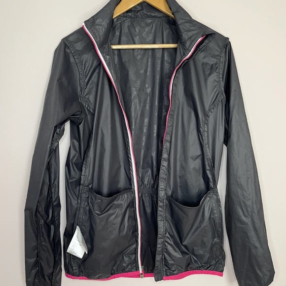 Windbreaker – Charcoal Gray with Pink Trim - Picture 13 of 15